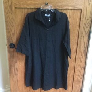 Terzo Millenio linen cotton Black Half-Sleeve Tunic dress size Large